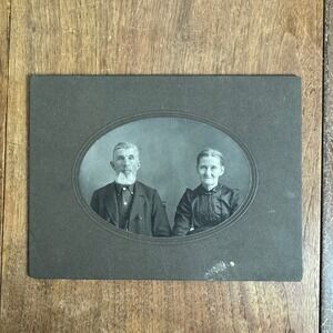 Antique Tintype Old Man & Woman Husband Wife Oval Photograph cabinet card